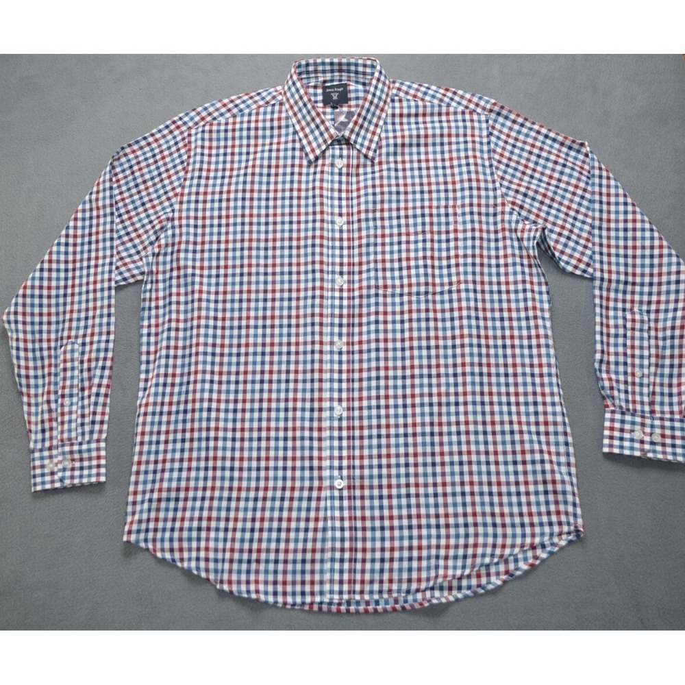 James Pringle Men's Button Up Shirt Gingham Check Long Sleeve Size Large New